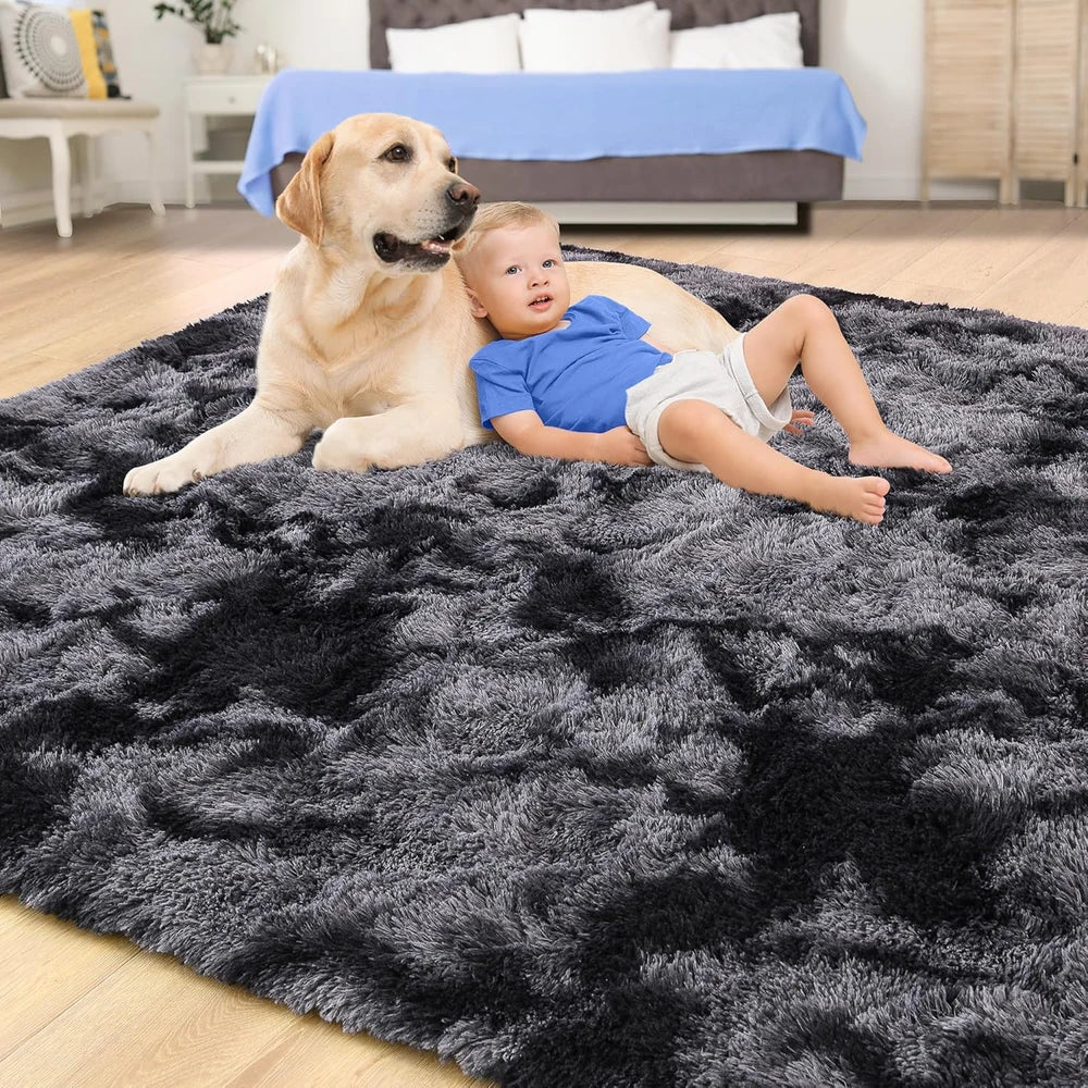 Tie-Dye Fluffy Living Room Area Rug